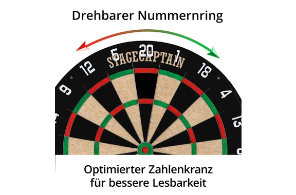 Stagecaptain DBS-1715C BullsEye Champion Bersaglio da Freccette + Set Supporto e Tappetino Nero image 6