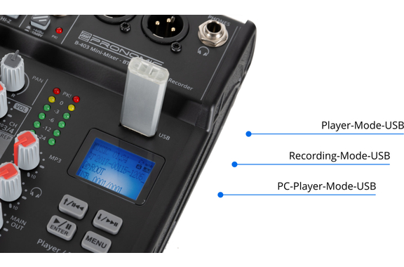 Pronomic B-403 Mini-Mixer mit Bluetooth® und USB-Recording  - Retoure (Zustand: sehr gut) image 6
