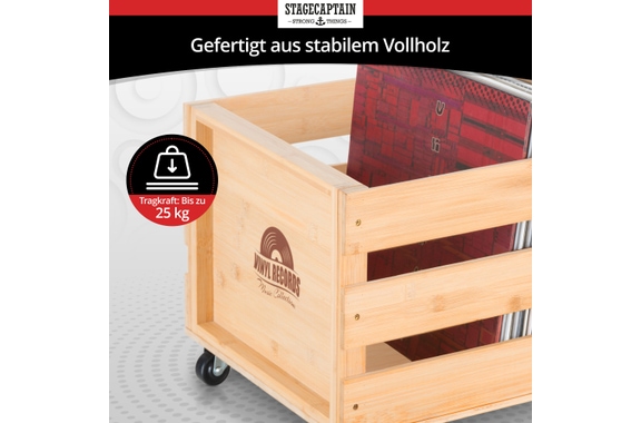 Stagecaptain SPKB-100 NT Schallplattenkiste "Emil" aus Bambus Natur image 6
