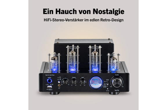 Bennett & Ross TA-70 BK HiFi Stereo-Verstärker im Röhrendesign image 6