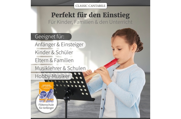 Classic Cantabile Pivella Blockflöte deutsch rot Set inkl. Flötenschule "Aller Anfang ist leicht" image 6