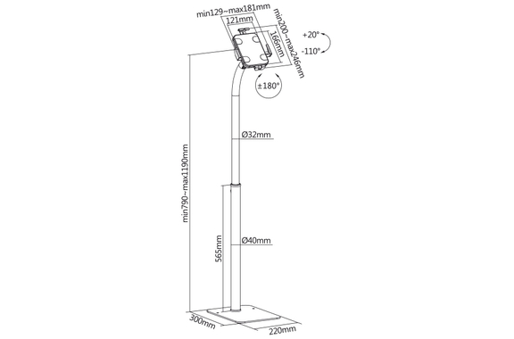 my wall HT39L Supporto Universale per Tablet da 7,9\" - 11\" image 6