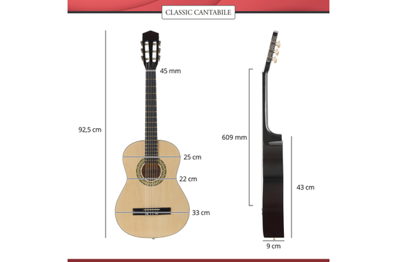 Classic Cantabile Acoustic Series AS-851 3/4 Guitare Classique Concert Starterset image 6
