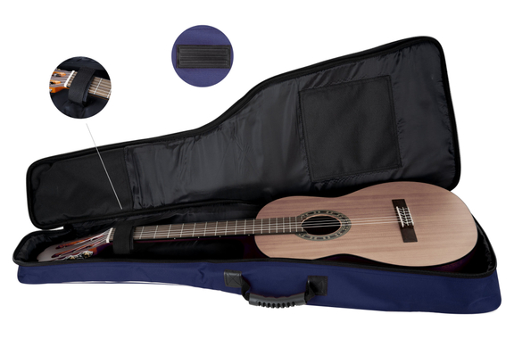 Rocktile Klassik-Gitarrentasche 1/2 - gepolstert mit Rucksackgarnitur Blau image 6