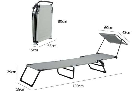 Stagecaptain CS-190 Folding Sun Lounger with Canopy image 6