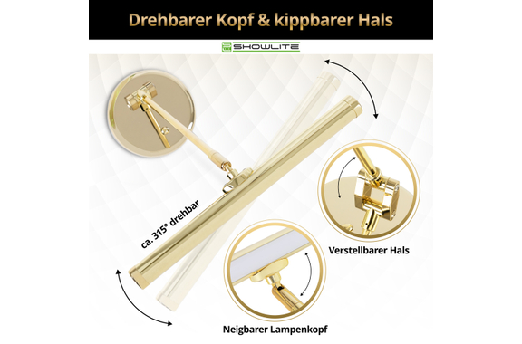 Showlite KW LED Piano Lamp Gold High Gloss image 6