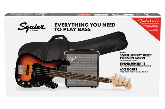 Squier Affinity Precision Bass PJ LRL 3-Color Sunburst Pack image 6
