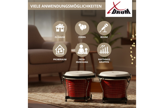 Set XDrum Bongos Pro Rojo Vino incl. Soporte image 6