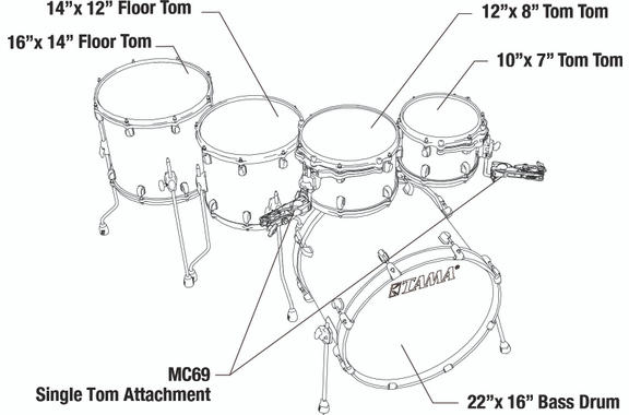 Tama MBS52AZMBSFBK Starclassic Performer Shell Kit Flat Black image 6