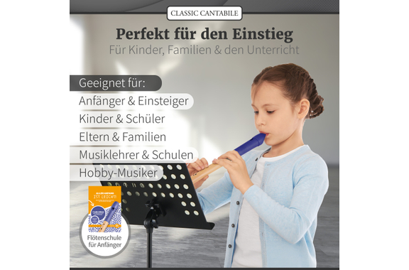 Classic Cantabile Pivella Blokfluit barok blauw SET incl. Blokfluitschool image 6