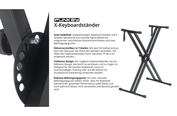 FunKey X-Keyboardstandaard met dubbele steunbalk image 6