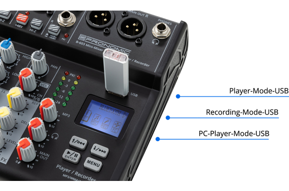 Pronomic B-603 Mini-Mixer mit Bluetooth und USB-Recording image 6