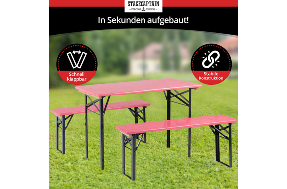 Stagecaptain Hirschgarten Set Tavolo Da Birreria Per Balcone 117 cm Rosa 2x Set image 6