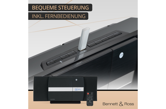 Bennett & Ross Ålesund Vertikal Stereoanlage mit CD/MP3-Player, USB und Bluetooth Schwarz  - Retoure (Zustand: sehr gut) image 6