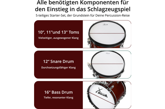 XDrum Junior Pro Kinder Schlagzeug Red inkl. Schule  - Retoure (Verpackungsschaden) image 6