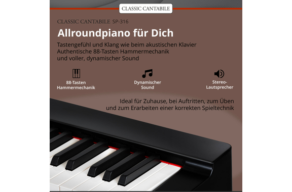 Classic Cantabile SP-316 Stagepiano Home Set Zwart image 6