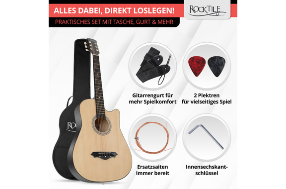 Rocktile WSD-5C-NT Slim Line Set De Guitarras Western Natural image 6