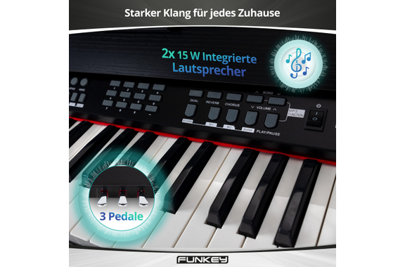 FunKey DP-88 II Digitalpiano zwart Set met Economy Keyboardbank, Koptelefoon en Pianoles image 6
