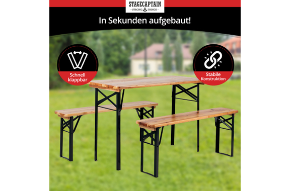 Stagecaptain Hirschgarten Conjunto De Muebles Para Carpa De Cerveza 117 cm Natural 5x Set image 6