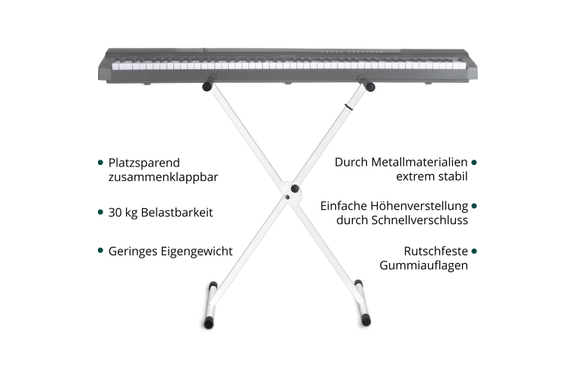 Classic Cantabile Support Clavier X Réglable En Hauteur Blanc image 6