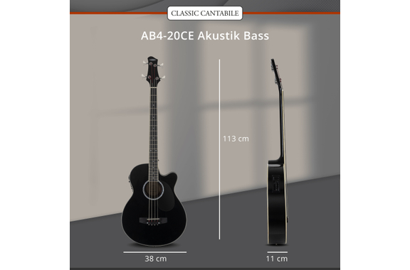 Classic Cantabile AB4-20CE-BK Basse Acoustique Noire image 6