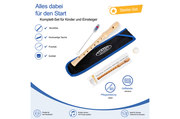 Classic Cantabile Stella Blockflöte Ahorn barock Set inkl. Flötenschule "Aller Anfang ist leicht" image 6