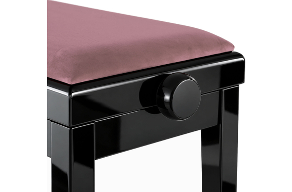 Classic Cantabile Banc De Piano Modèle A Noir Laqué Velours Rosé image 6