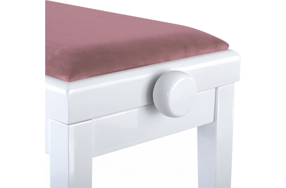 Classic Cantabile Banquette De Piano Modèle A Blanc Laqué Velours Rosé image 6