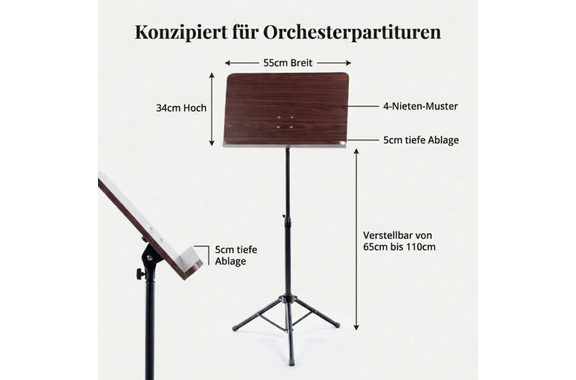 Classic Cantabile Orchesterpult Heavy Rosenholz image 6