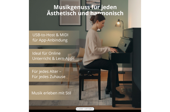 Classic Cantabile UP-1 SH Upright E-Piano Schwarz hochglanz image 6