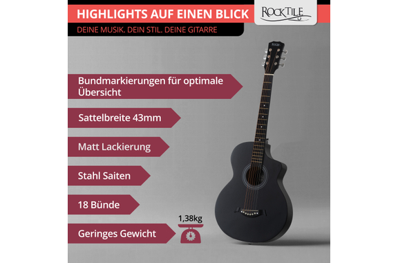 Rocktile WSC-4C-BK Guitare Western Noire image 6