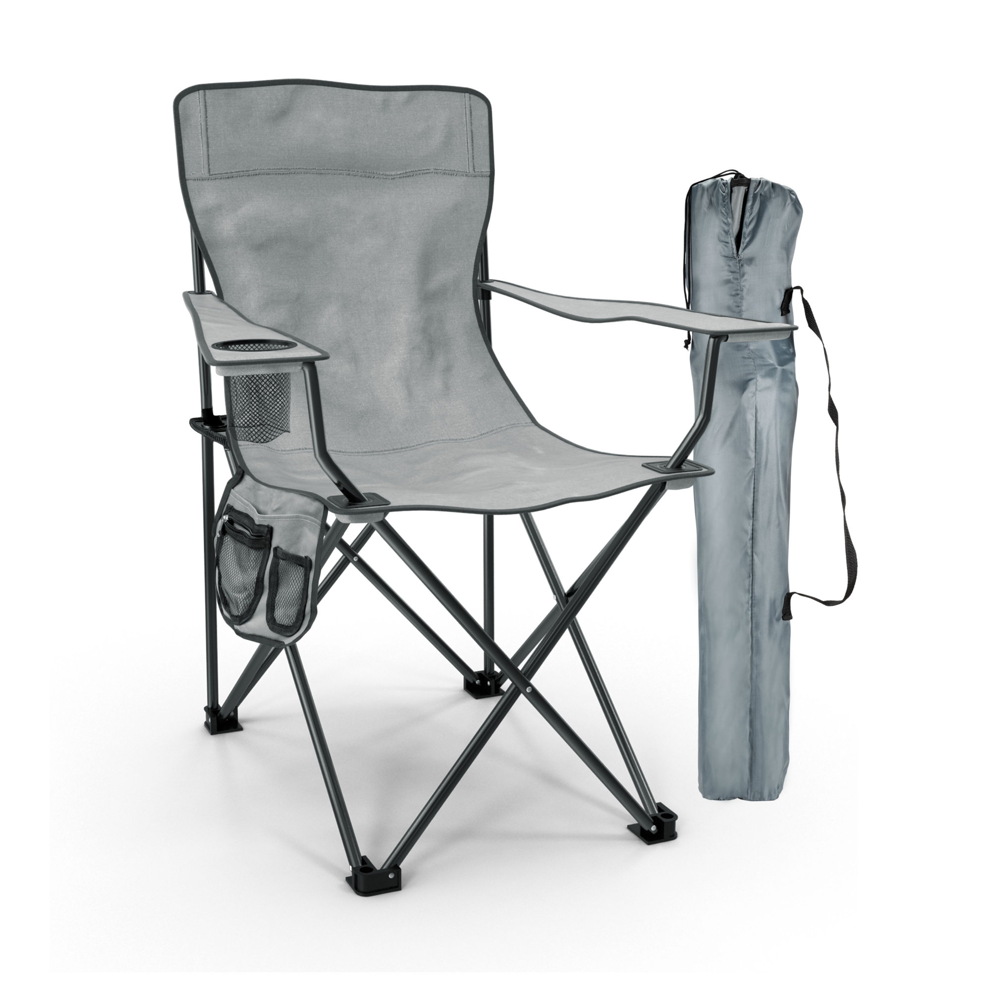 Lot De 4 Chaises De Camping Pliantes - Imperméables, Avec Porte-gobelet Et Poche - Pour Jardin, Plage, Festival