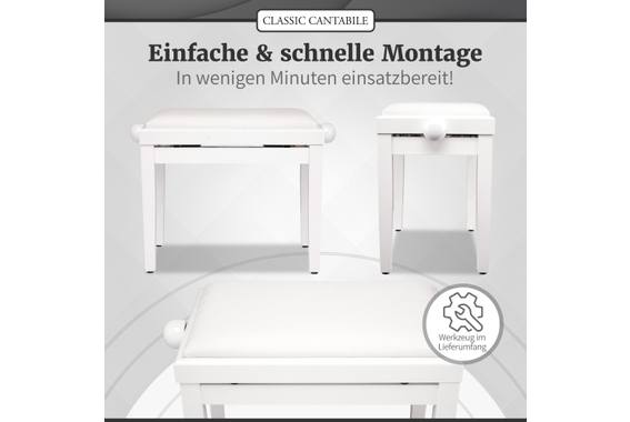 Classic Cantabile Pianobank Weiß Hochglanz  - Retoure (Zustand: gut) image 7