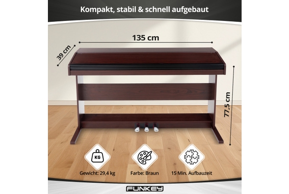 FunKey DP-88 II Digitalpiano braun  - Retoure (Zustand: akzeptabel) image 7