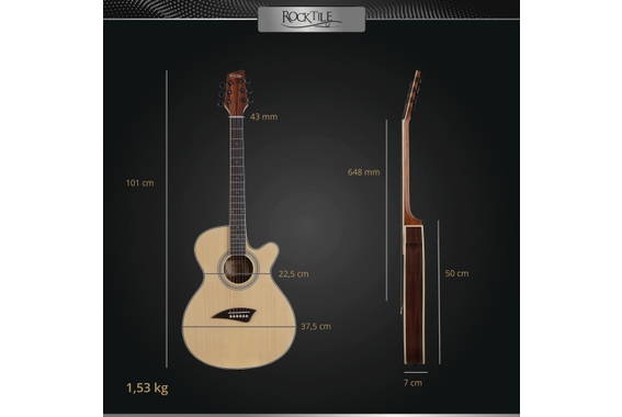 Rocktile WSC-50C-NT Slim Line Guitare Folk Natural image 7