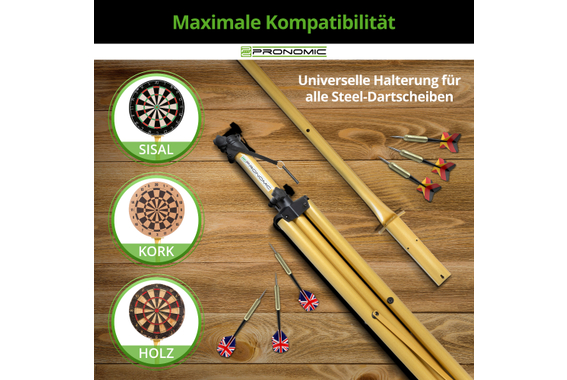 Pronomic DA-45S GD Dartboard Standaard Goud Set incl. Draagtasje image 7