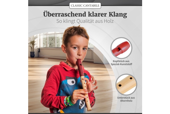 Classic Cantabile Pivella Flûte à Bec Allemande Rouge Set incl. Méthode "Aller Anfang ist leicht" image 7