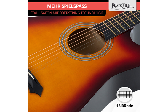Rocktile WSD-5C-SB Slim Line Set De Guitares Western Sunburst image 7