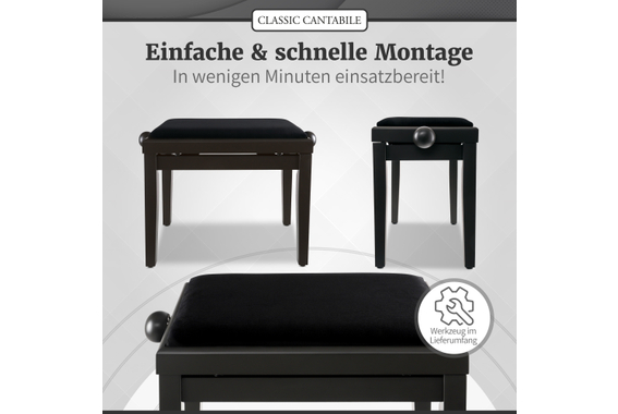 Classic Cantabile Pianobank Dark Walnut Matt  - Retoure (Zustand: sehr gut) image 7