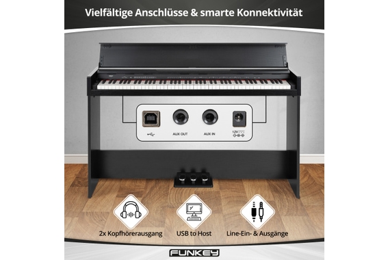 FunKey DP-1088 SM Digitalpiano Schwarz matt Set inkl. Bank, Kopfhörer und Schule image 7