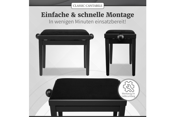 Classic Cantabile Pianobank Schwarz Matt  - Retoure (Verpackungsschaden) image 7