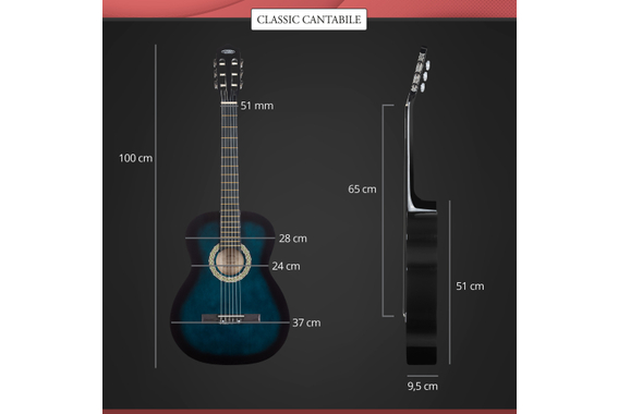 Classic Cantabile Acoustic Series AS-851-BUB 4/4 Chitarra Classica Blueburst image 7