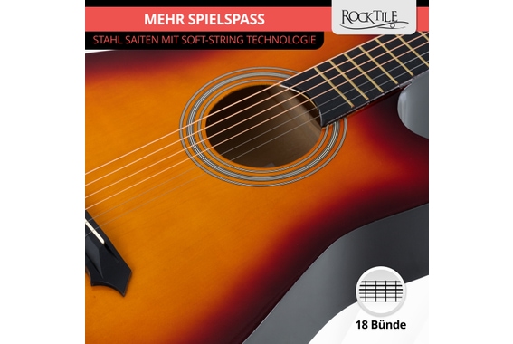 Rocktile WSD-5C-SB Slim Line Westerngitarren Set Sunburst  - Retoure (Zustand: sehr gut) image 7
