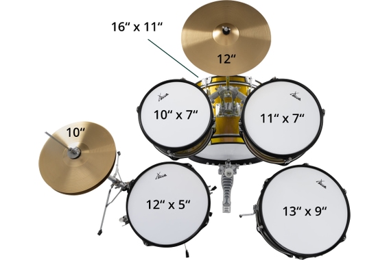 XDrum Junior Pro Kinder Drumset Sunset Gold Sparkle incl. School image 7