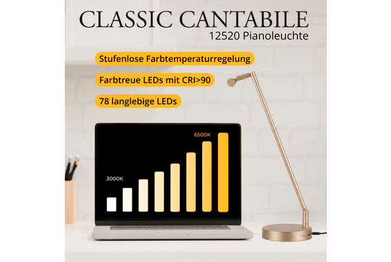 Classic Cantabile 12520 GD Pianoleuchte Gold image 7