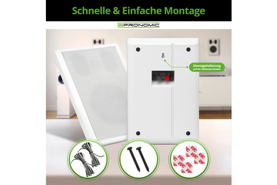 Pronomic FLS-540E WH Paar Flatpanel Wandlautsprecher Box weiß  - Retoure (Zustand: wie neu) image 7