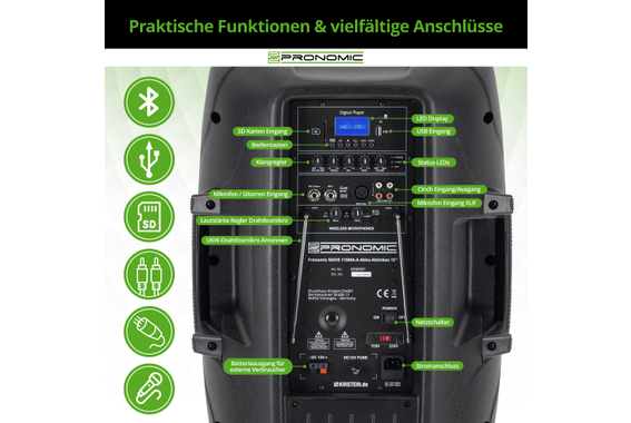 Pronomic MOVE 15MA-A Akku-Aktivbox 15"  - Retoure (Zustand: gut) image 7