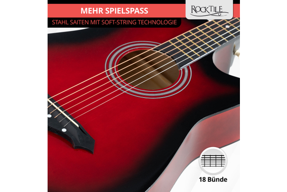 Rocktile WSD-5C-RDB Slim Line Westerngitarren Set Redburst  - Retoure (Zustand: sehr gut) image 7
