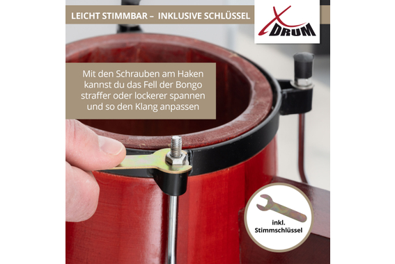 XDrum Bongos Club Rosso Vino SET incl. Borsa per Bongo image 7