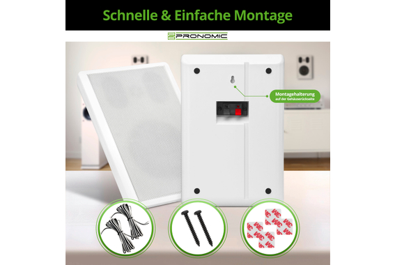 Pronomic FLS-540E WH Paar Flatpanel Wandlautsprecher Box weiß  - Retoure (Zustand: sehr gut) image 7